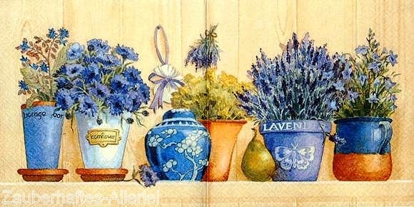 10293 Serviette Lavendel (Lavender in Flowerpots)