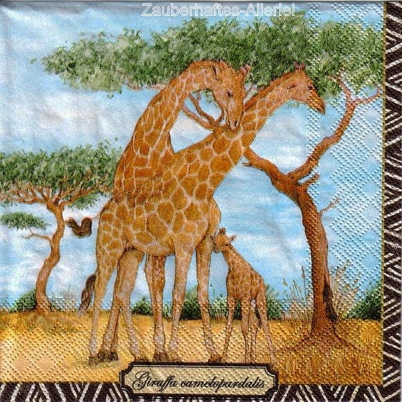 10366 Serviette Giraffenfamilie