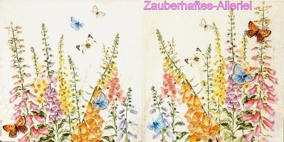 10433 Serviette Blumen + Schmetterlinge