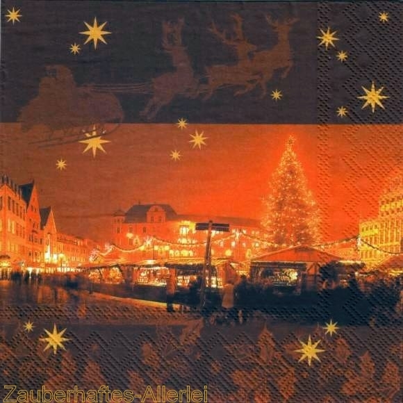 10731 Serviette Silent Night - Weihnachtsmarkt bei Nacht