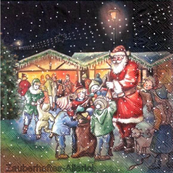 10792 Serviette Santa Presents - Weihnachtsmann Kinder Markt