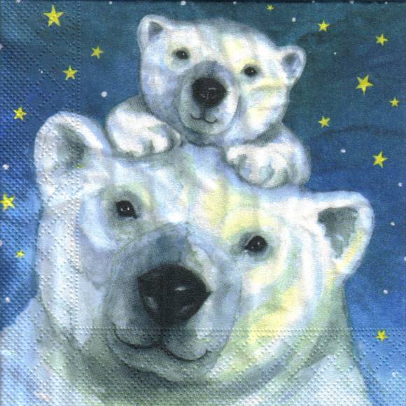 11039 Eisbär mit Jungem (Polarnacht)