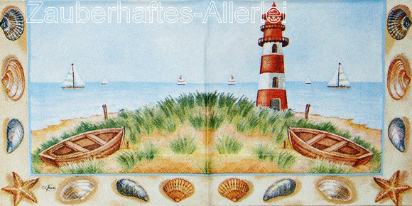 11237 Serviette Sea - Düne Leuchtturm Boote