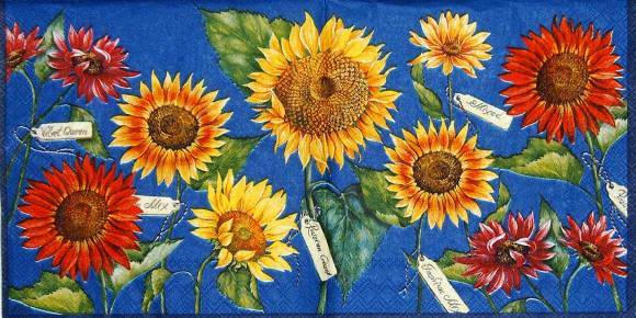 11325 Serviette Sonnenblumen blau