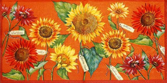 11326 Serviette Sonnenblumen terracotta