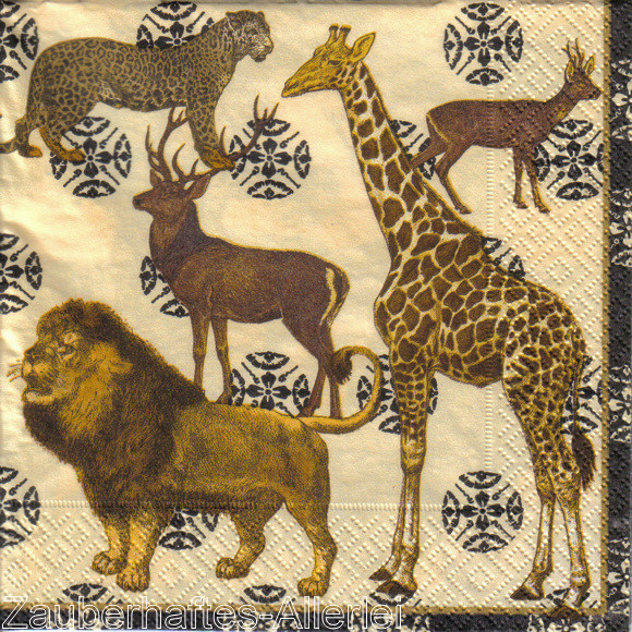 11352 Serviette Mammals - African Wild Life