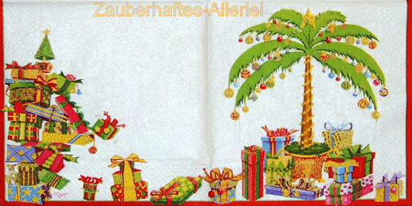 11416 Serviette Deck the Palm - Palme als Weihnachtsbaum