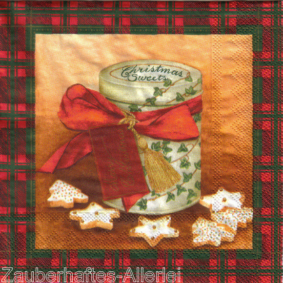 11533 Serviette Christmas Sweets - Dose mit Weihnachtskeksen