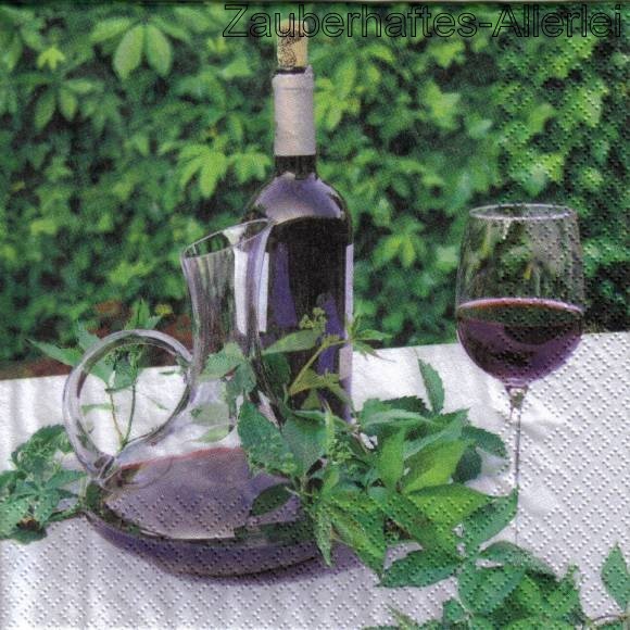 11662 Serviette Wein und Rotwein in Flasche Karaffe Glas
