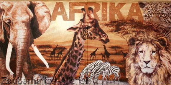 11731 Serviette Afrika Collage - Löwe Zebra Elefant