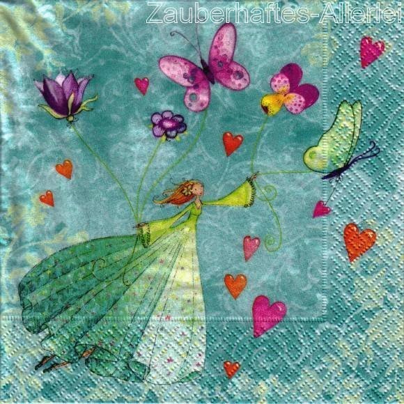 11827 Serviette Fairylike - Fee Schmetterlinge Herzen (von Nina Chen)