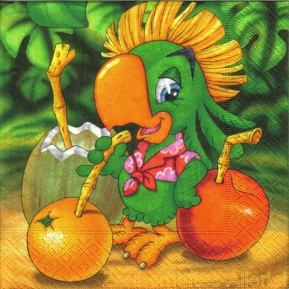 13205 Serviette Fruity parrot - Papagei