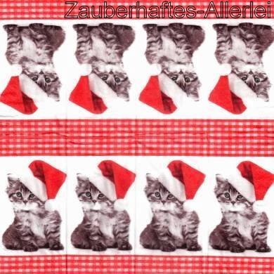 18006 Taschentuch Santa Kitty - Kätzchen mit Weihnachtsmütze