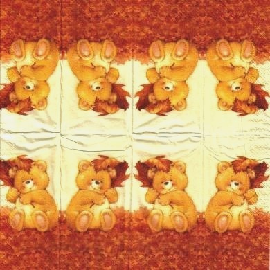 18035 Taschentuch Teddybär im Laub (Teddy inleaves)