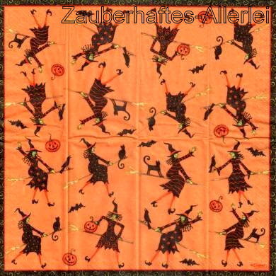 18161 Taschentuch Witches - Hexe Katze Rabe