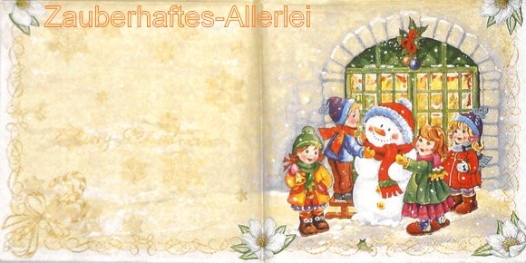 10683 Four childs with snowman - Kinder Schneemann