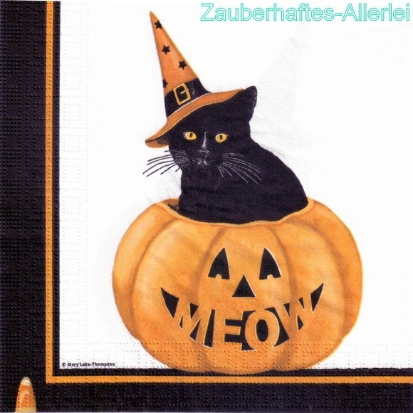 10832 Serviette Pumpkin cat - Halloween Katze