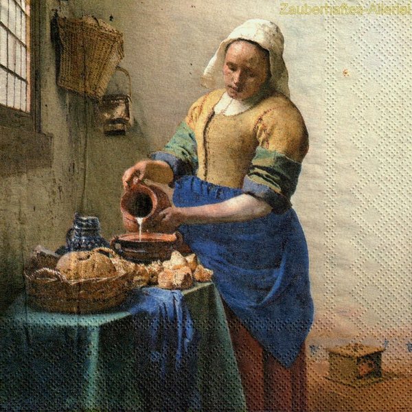 11301 Serviette The milkmaid (Jan Vermeer) - Dienstmagd mit Milchkrug