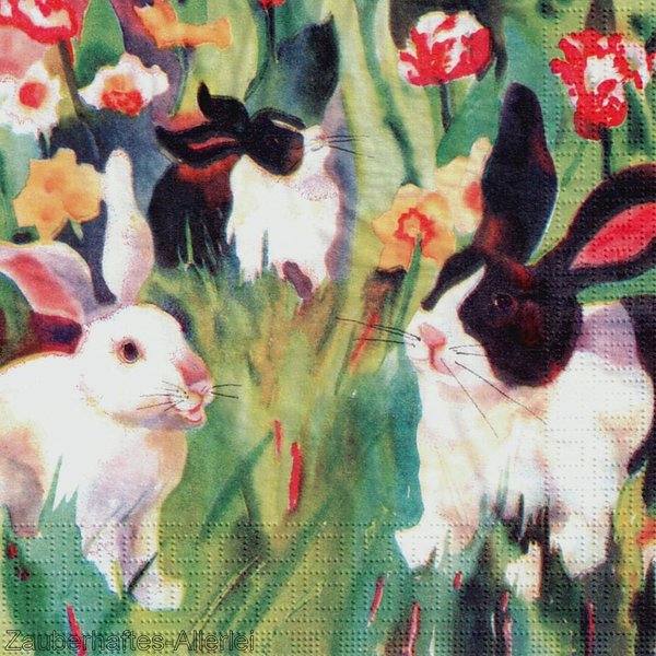 11342 Serviette Blossom bunnies - Hasen zwischen Blumen