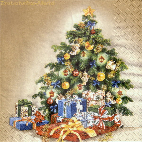 10734 Serviette Classical Christmas Tree - geschmückter Weihnachtsbaum