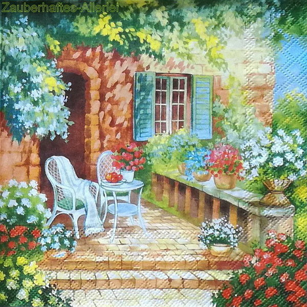 10052 Serviette Garden - Blütenidylle auf der Terrasse und im Garten