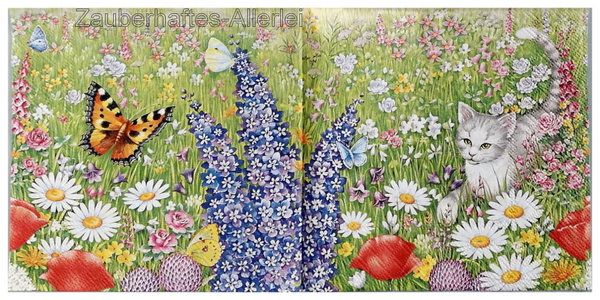 10150 Serviette Summer Meadow - Schmetterlingsjagd im Blumenmeer