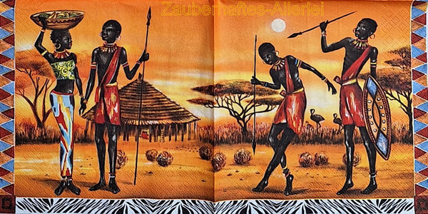 10423 Serviette Africa - Massai Krieger